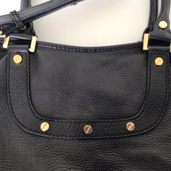 TORY BURCH BLACK PEBBLE LEATHER HOBO BAG - Picture 12 of 17
